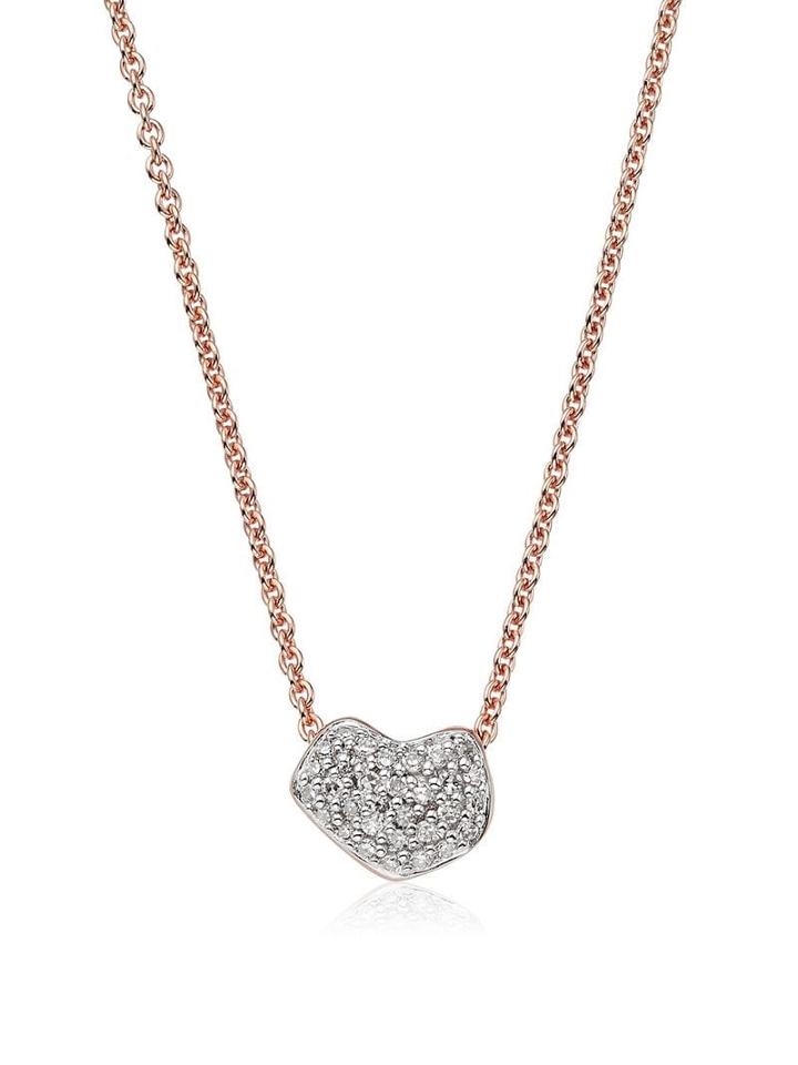 Monica Vinader Nura Diamond Heart Necklace - Pink