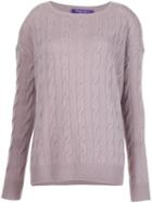 Ralph Lauren Black Aran Knit Sweater, Women's, Size: Medium, Pink/purple, Nylon/acetate/cashmere