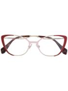 Miu Miu Eyewear Curved Cat-eye Glasses - Red