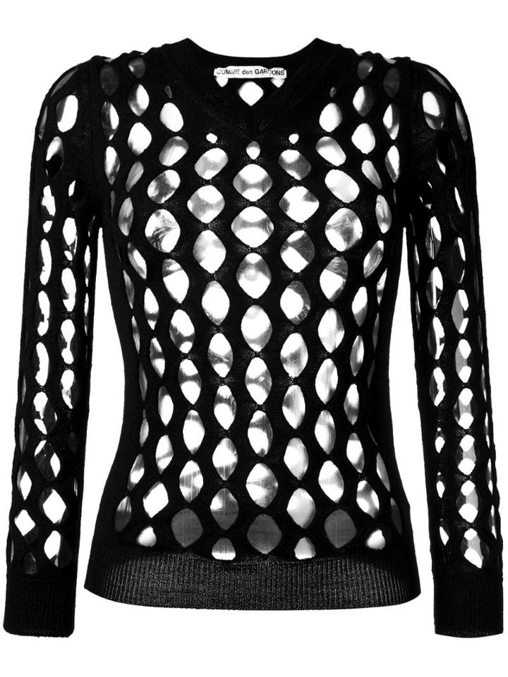 Comme Des Garçons Pre-owned 2004 Whale Net Knitted Top - Black