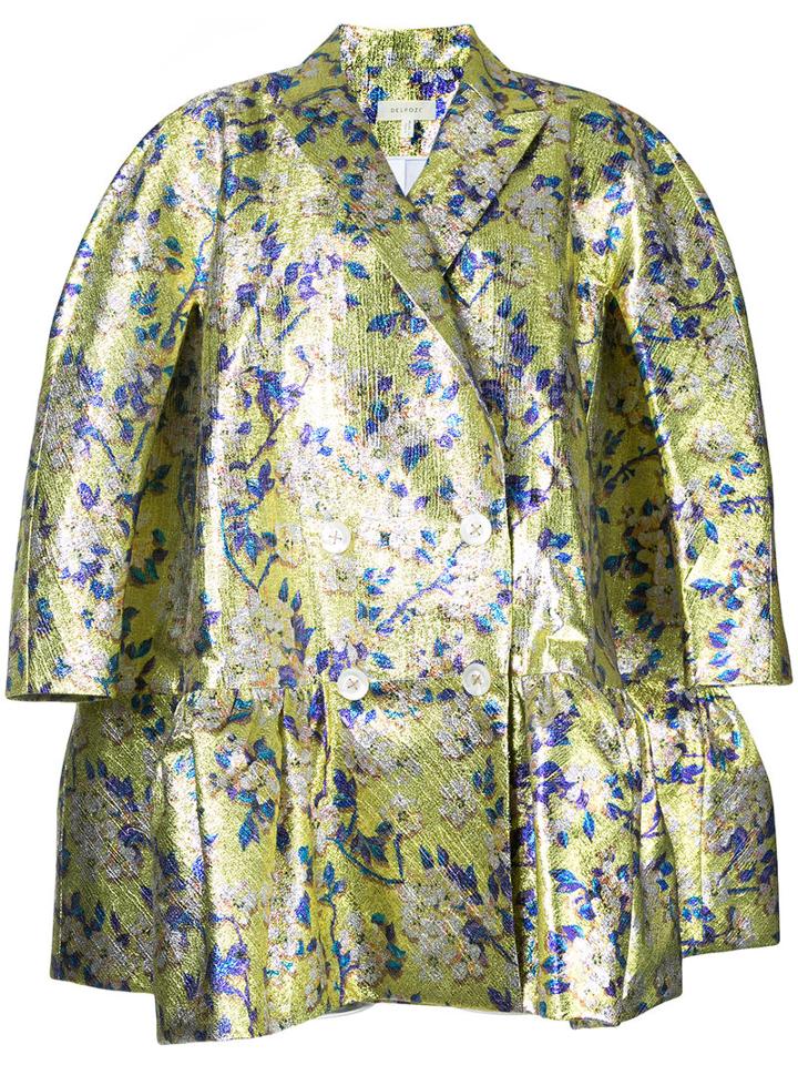 Delpozo - Floral Loose-fit Jacket - Women - Silk/polyester - 38, Yellow/orange, Silk/polyester