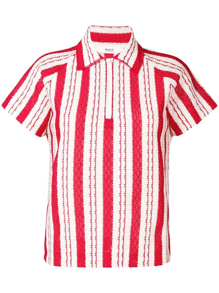 Bally Striped Woven Polo Shirt - Red