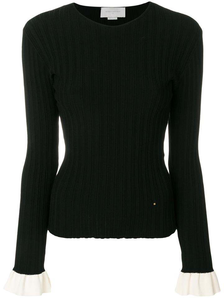 Esteban Cortazar Ribbed Flared Cuff Sweater - Black