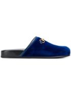 Gucci Horsebit Velvet Mules - Blue