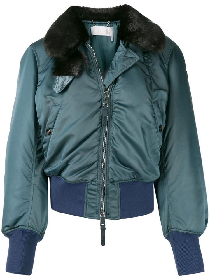 Chloé Aviator Bomber Jacket - Blue