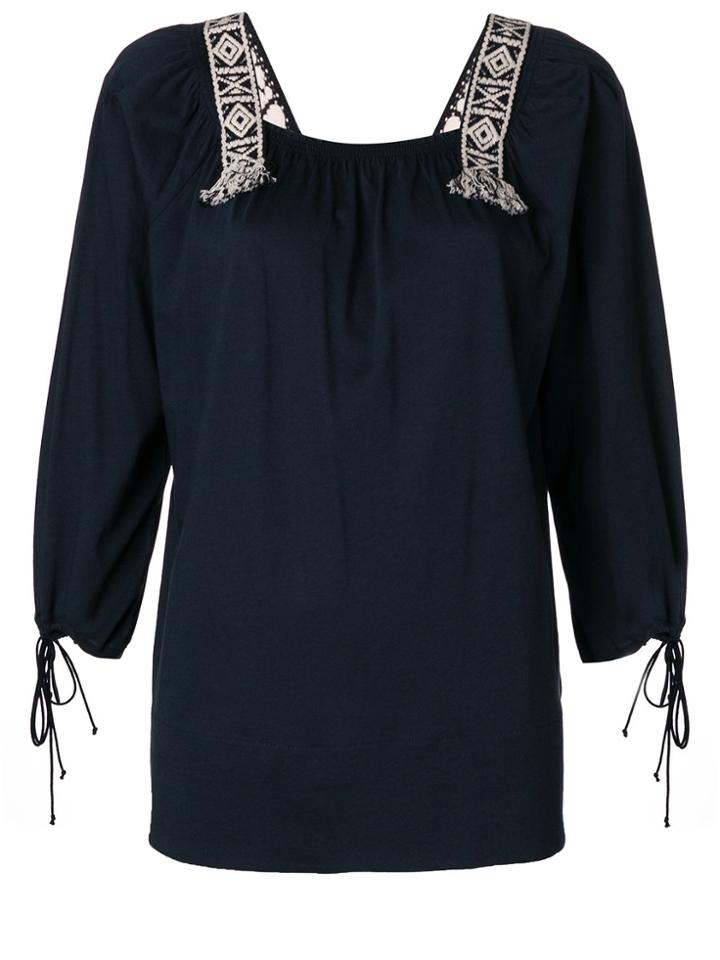 Dorothee Schumacher Woven Accent Peasant Blouse - Blue