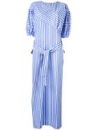 Ermanno Scervino - Oversized Striped Belted Dress - Women - Cotton - 38, Blue, Cotton