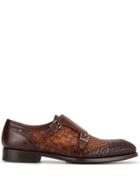 Magnanni Woven Monk Shoes - Brown