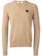 Comme Des Garçons Play Embroidered Heart Jumper, Men's, Size: Medium, Nude/neutrals, Wool