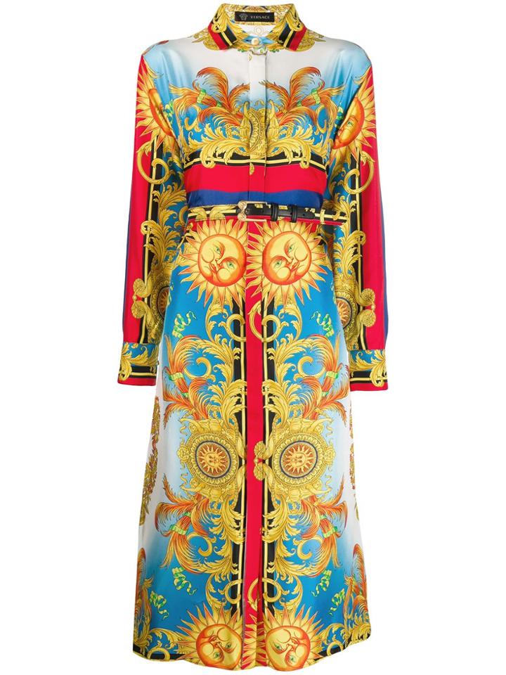 Versace Sun Pattern Shirt Dress - Blue