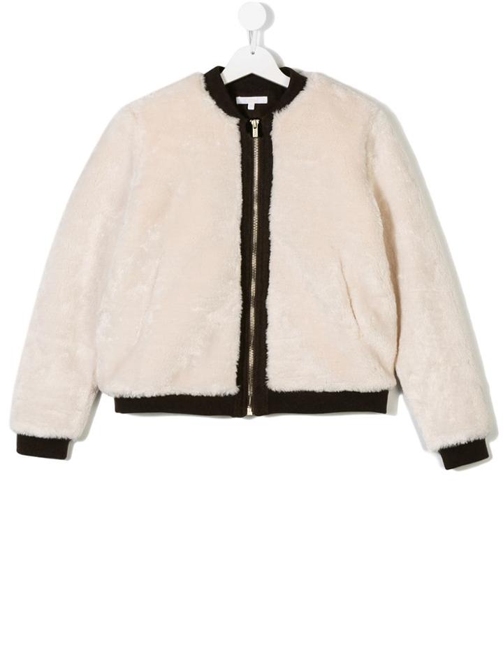 Chloé Kids Teen Faux Fur Bomber Jacket - Nude & Neutrals