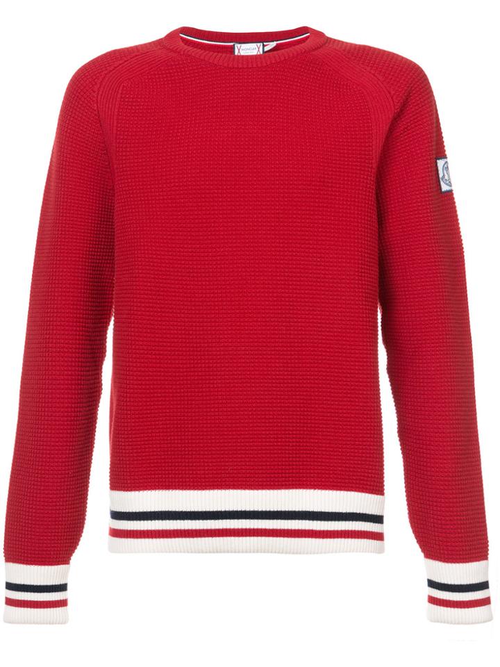 Moncler Gamme Bleu Stripe Detail Jumper - Red