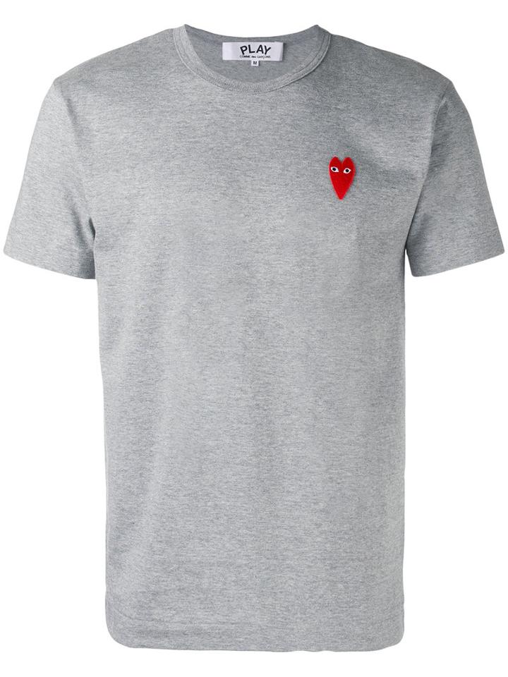 Comme Des Garçons Play Embroidered Logo T-shirt, Men's, Size: Xl, Grey, Cotton