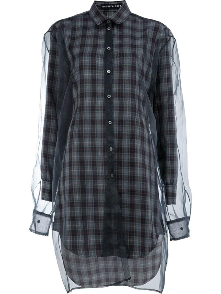 Y / Project Checked Shirt Dress - Grey