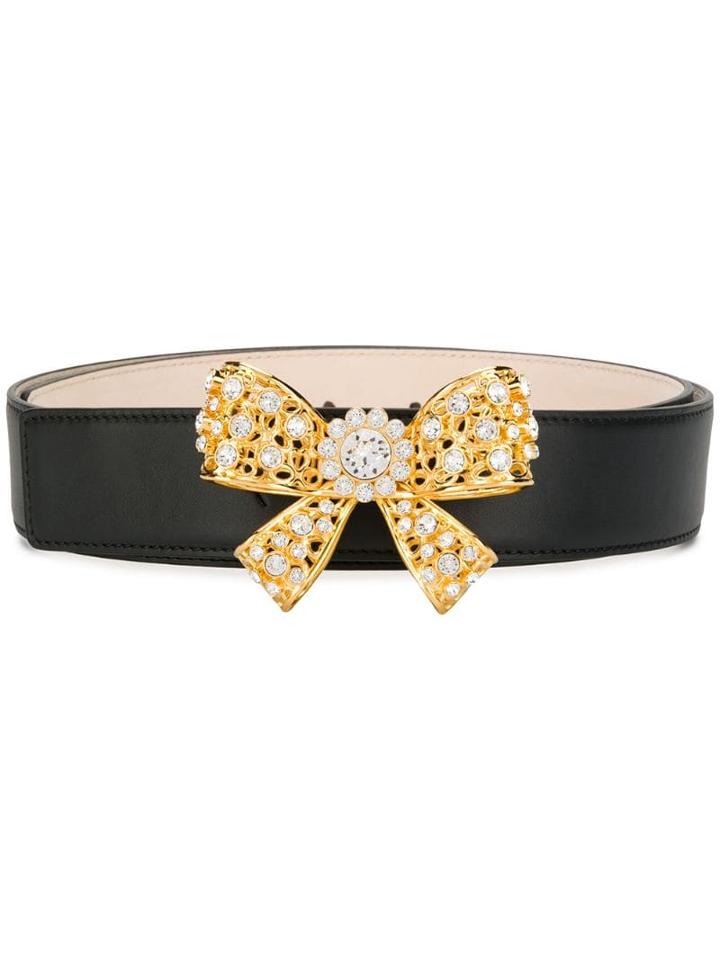 Versace Bow Embellished Belt - Black
