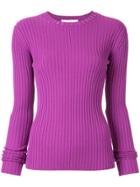 Le Ciel Bleu Ribbed Knit Top - Pink & Purple