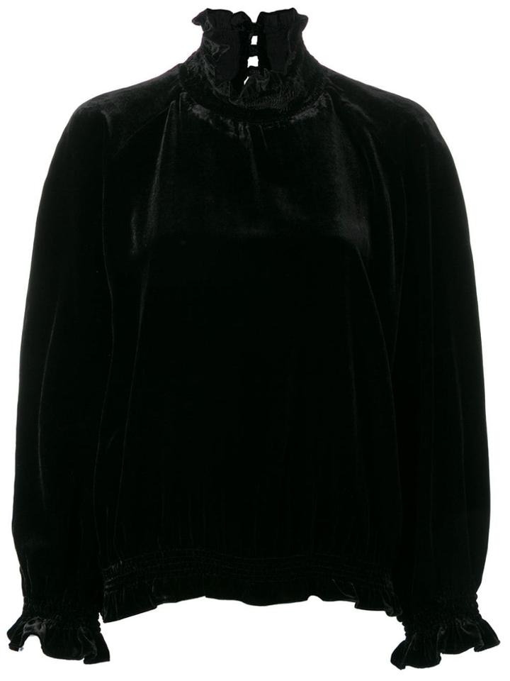 Parlor Longsleeved Velvet Blouse - Black