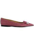 Sergio Rossi Pointed Toe Glitter Ballerinas - Pink & Purple