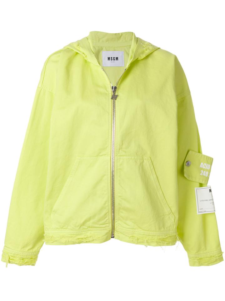 Msgm Hooded Denim Jacket - Yellow & Orange