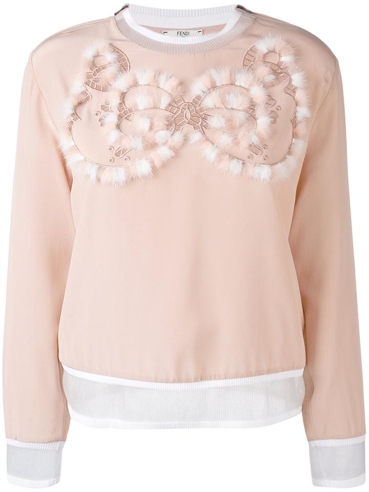 Fendi - Embellished Top - Women - Silk/polyamide/polyester/viscose - 40, Nude/neutrals, Silk/polyamide/polyester/viscose
