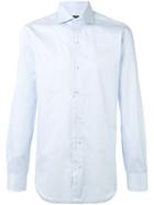 Barba Pleated Cuffs Shirt, Men's, Size: 40, Blue, Cotton