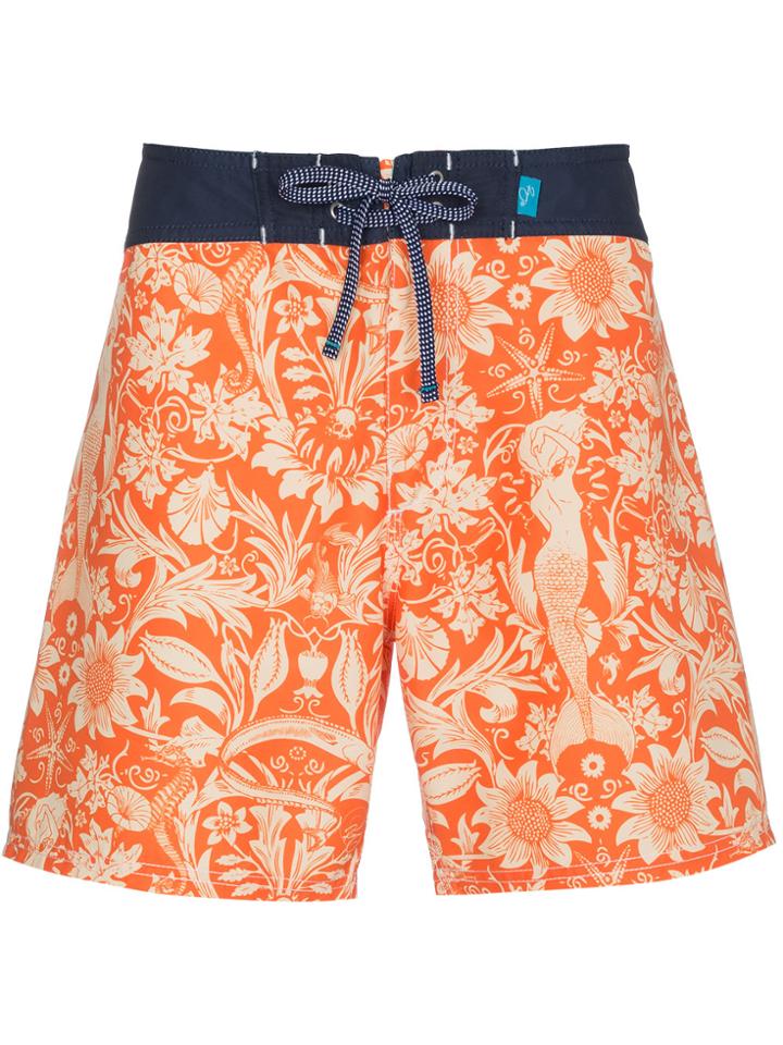Riz Orange Swim Shorts With Sea Print - Yellow & Orange