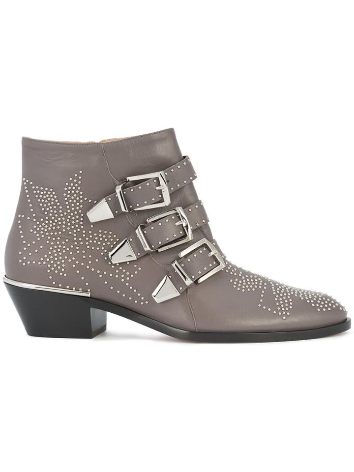 Chloé Susanna Micro Studded Booties - Brown