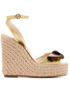 Sophia Webster Metallic Gold And Brown Soleil Lucita 140 Leather