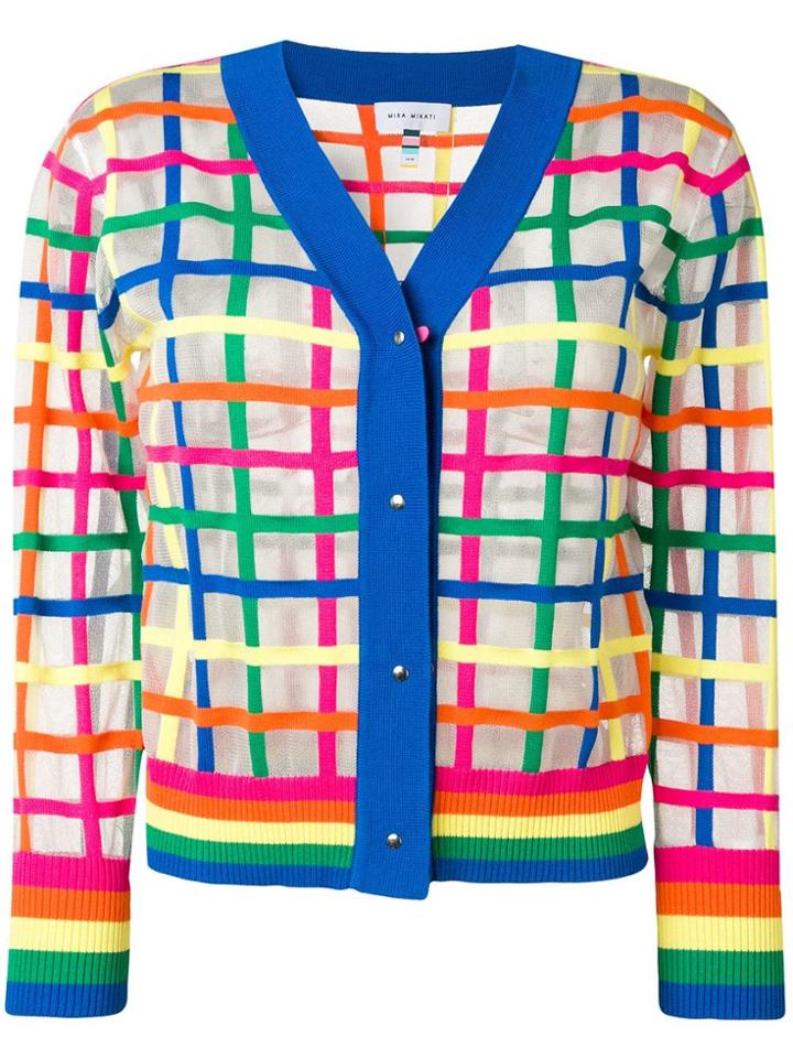 Mira Mikati Sheer Check Embroidered Cardigan - Blue