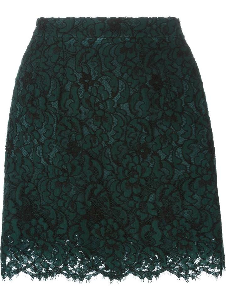 Dolce & Gabbana Floral Lace Skirt, Women's, Size: 36, Green, Rayon/cotton/nylon/polyamide