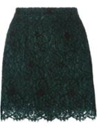 Dolce & Gabbana Floral Lace Skirt, Women's, Size: 36, Green, Rayon/cotton/nylon/polyamide