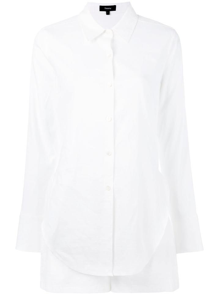 Theory - Shirt Playsuit - Women - Linen/flax/spandex/elastane/viscose - 6, White, Linen/flax/spandex/elastane/viscose