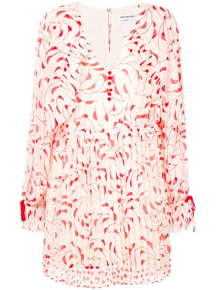 Self-portrait Printed Longsleeved Dress - Neutrals