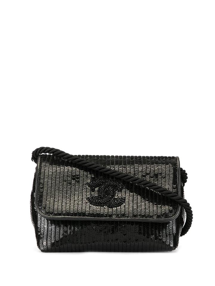 Chanel Pre-owned Sequinned Cc Crossbody Bag - Black