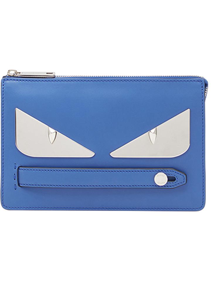 Fendi Bag Bugs-appliqué Clutch - Blue