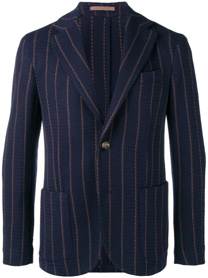 Eleventy Striped Woven Blazer - Blue