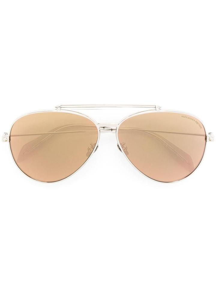 Alexander Mcqueen 'piercing Shield' Aviator Sunglasses, Adult Unisex, Grey, Acetate/metal