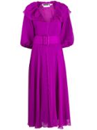 Rotate Ruffled Belted Midi Dress - Purple