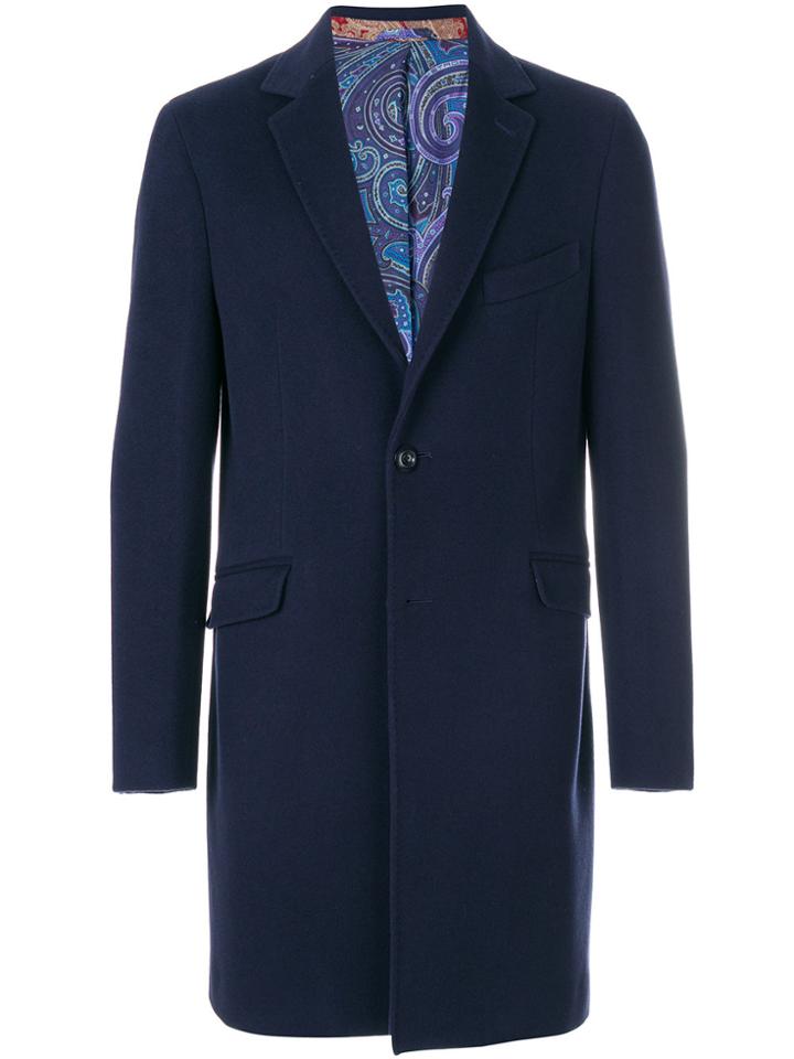 Etro Single-breasted Coat - Blue