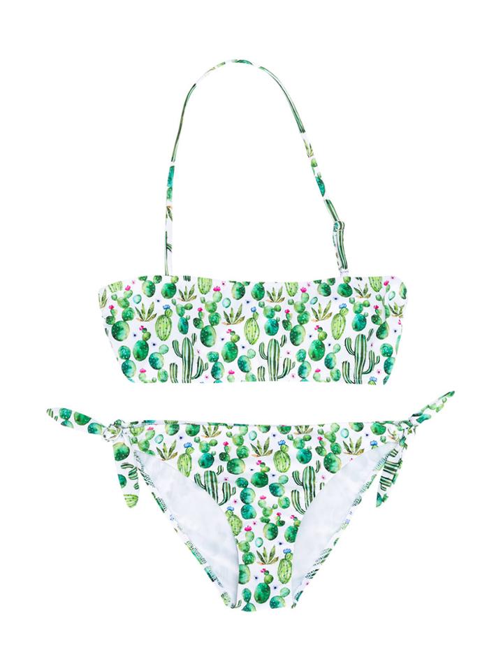 Mc2 Saint Barth Kids Teen Cactus Print Bikini - White