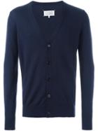 Maison Margiela Elbow Patch Cardigan, Men's, Size: Medium, Blue, Cotton/wool/leather