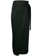 Pleats Please By Issey Miyake Asymmetric Wrap Skirt - Black