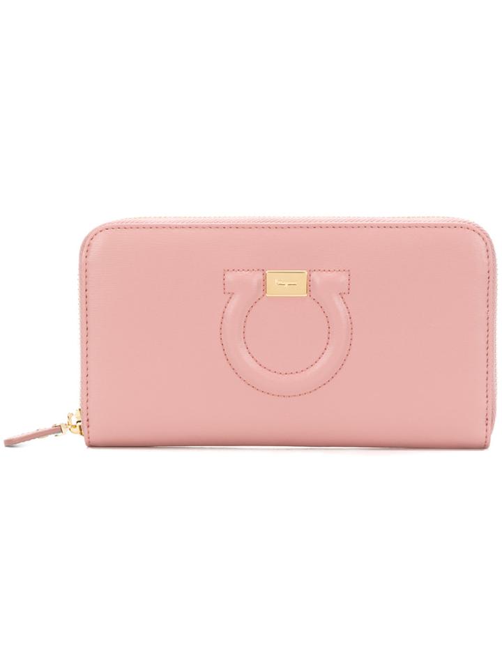 Salvatore Ferragamo Gancio Embossed Wallet - Pink & Purple