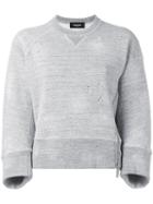 Dsquared2 Cropped Side Zip Sweatshirt, Women's, Size: Small, Grey, Cotton