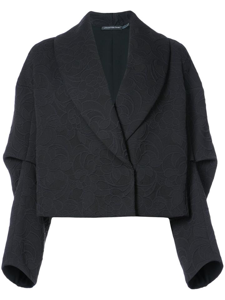 Josie Natori Shawl Collar Cropped Jacket - Black