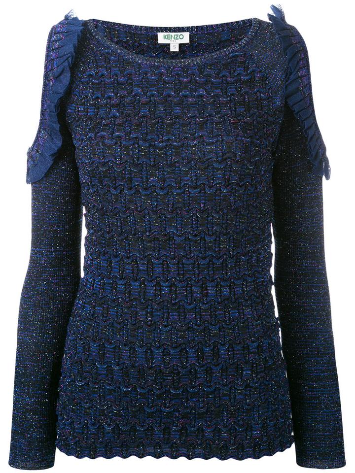 Kenzo Cut-out Sleeve Knitted Top, Women's, Size: Small, Blue, Polyester/viscose/metallized Polyester