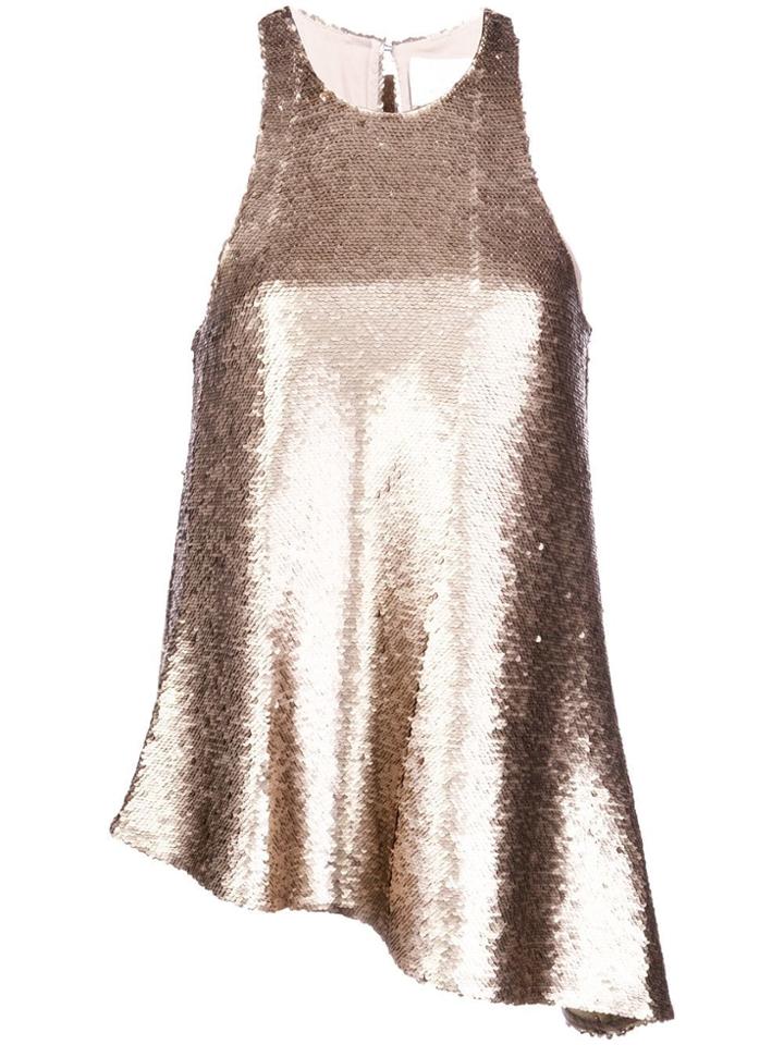 Cinq A Sept Sequin Embellished Asymmetric Top - Gold
