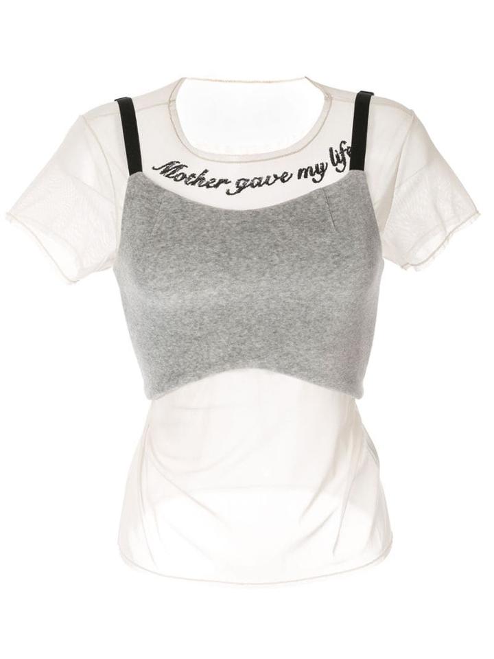 Tu Es Mon Trésor Camisole With Mesh T-shirt - Grey