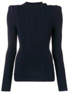 Balmain Long-sleeve Fitted Sweater - Blue