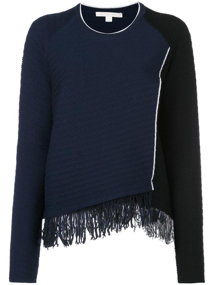 Jonathan Simkhai Fringed Geometric Panel Jumper - Blue